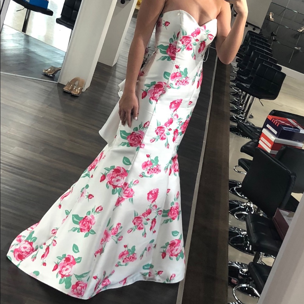 Floral fit and flare (mermaid) formal dress
